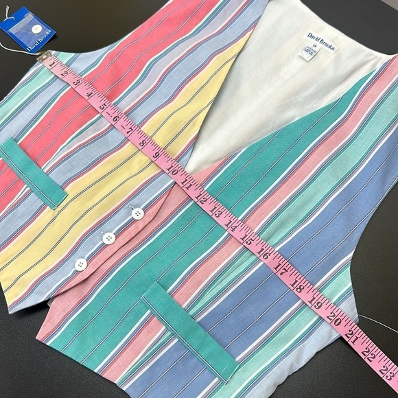 Vintage David Brooks Cotton Striped Button Front Vest Size 14 Summer NOS - Picture 8 of 11